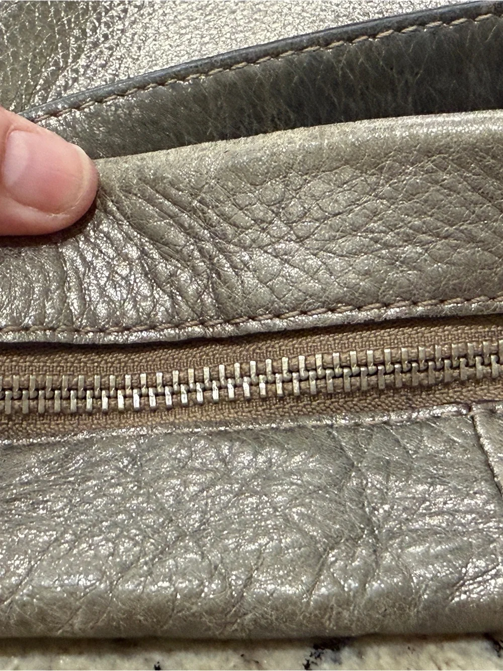 Coach Metallic Pebbled Leather Shoulder Bag - Gunmetal